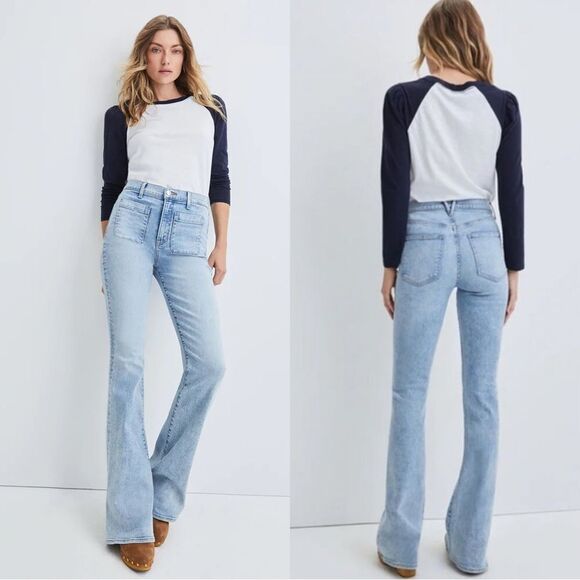 Veronica Beard Florence Flare Patch Pocket Jean in Cape - Picture 1 of 12